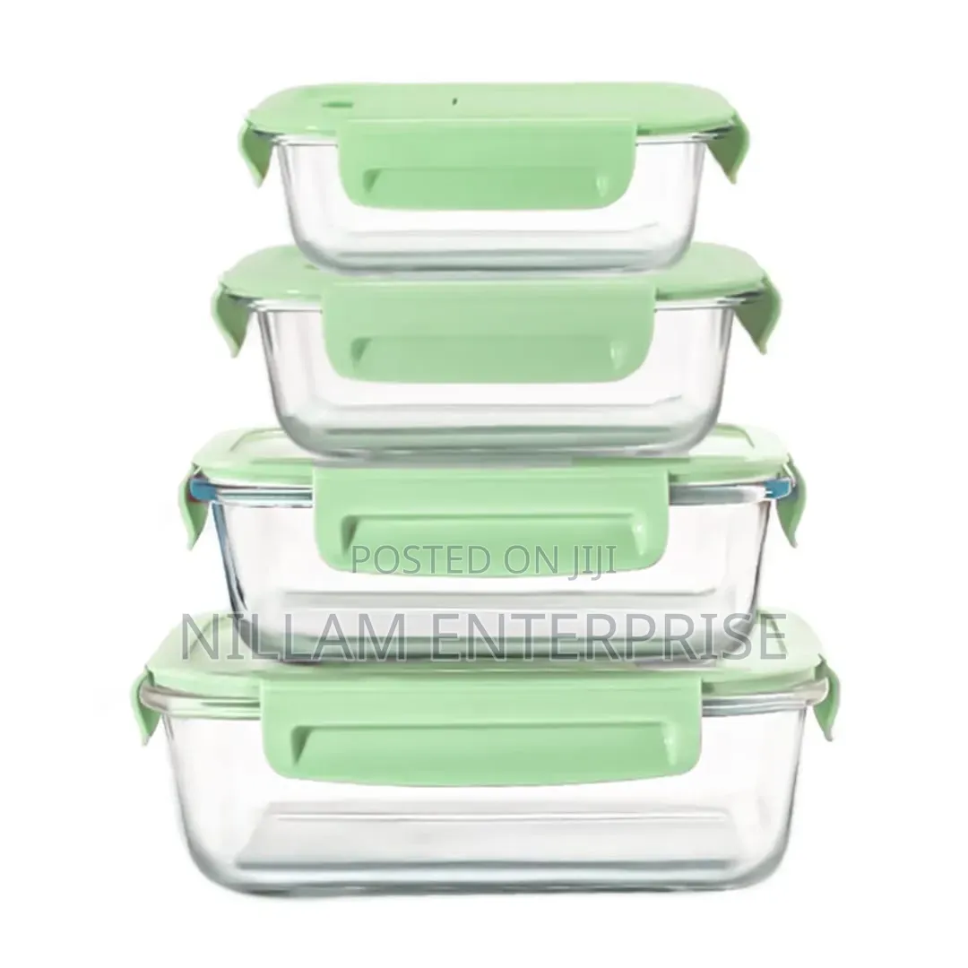 4 PCS Glass Food Container Set*