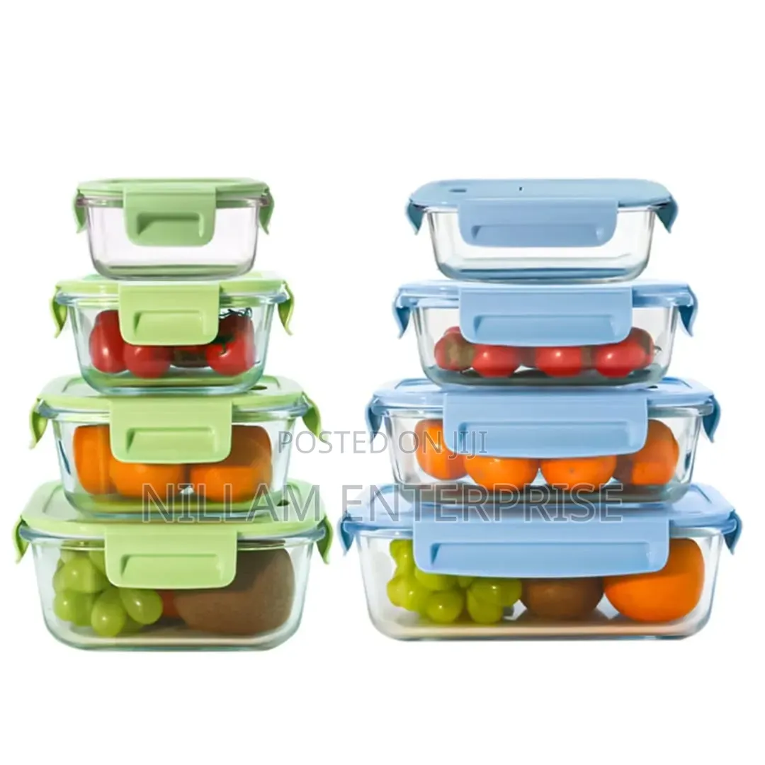 4 PCS Glass Food Container Set*