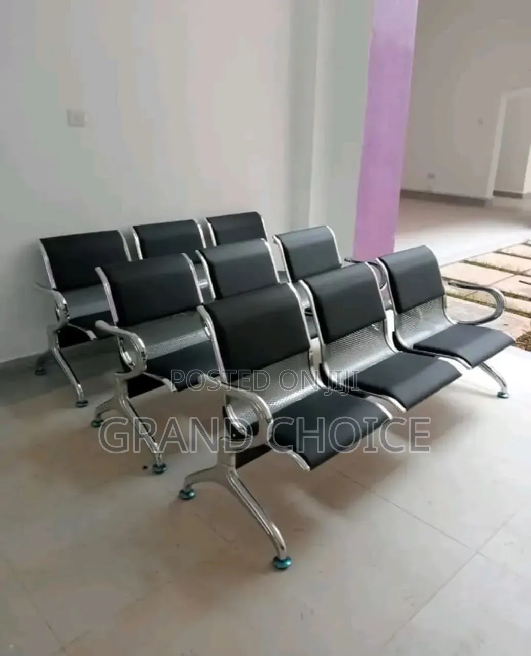 Modern 3 Seater Leather Waiting Bench