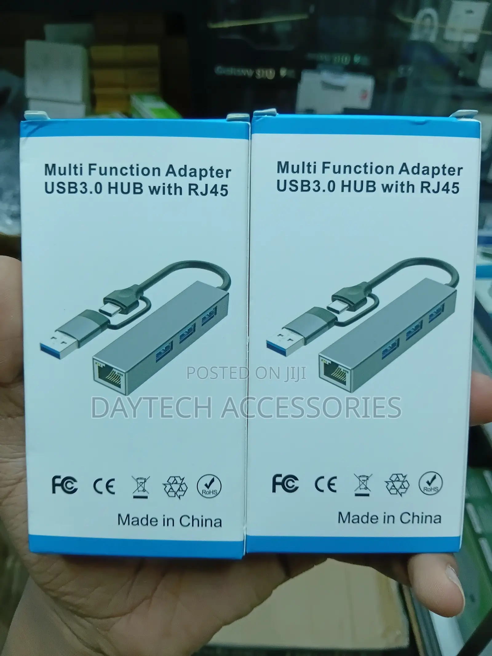 Usb/Type-C to Lan Rj45 Ethernet Adapter With 3 Port Usb Hub
