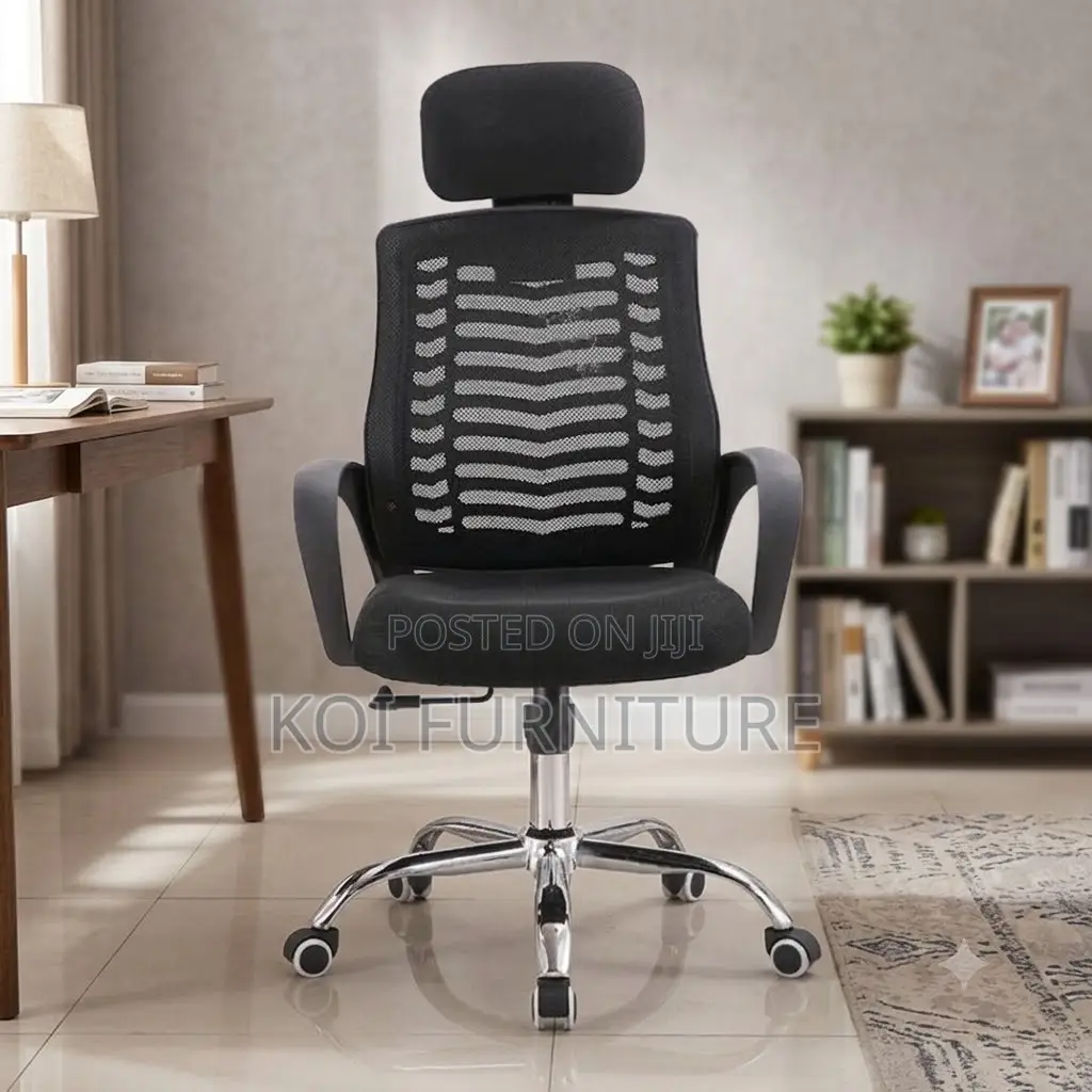 Office Chairs; Fabric High Back Chair With Adjustable Headrest