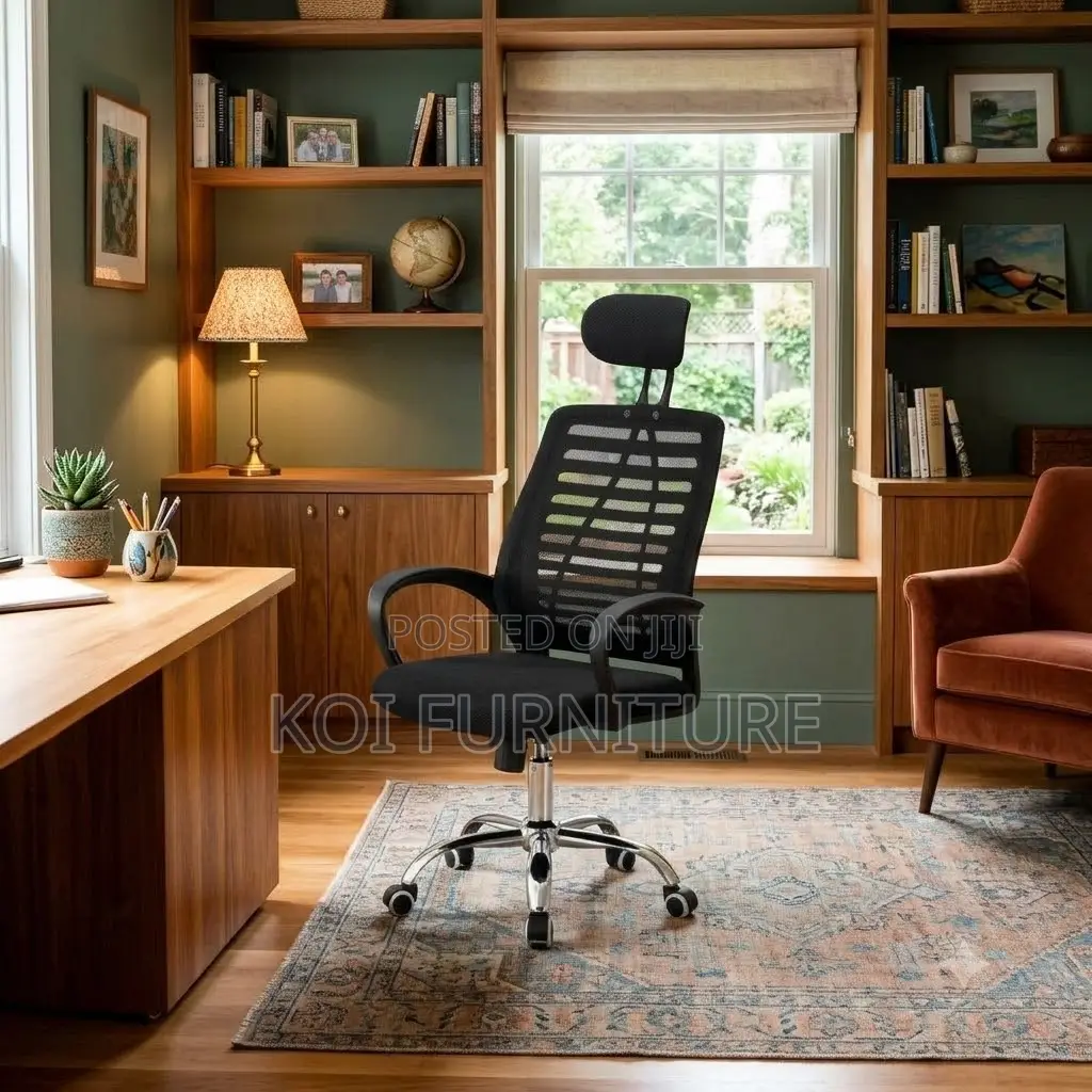 Office Chairs; Fabric High Back Chair With Adjustable Headrest