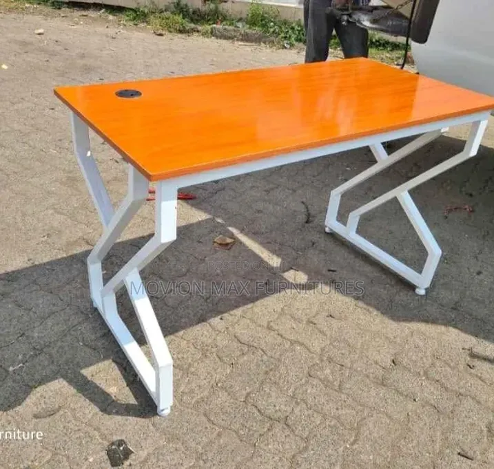 Metalliic White Double Flame Office Table