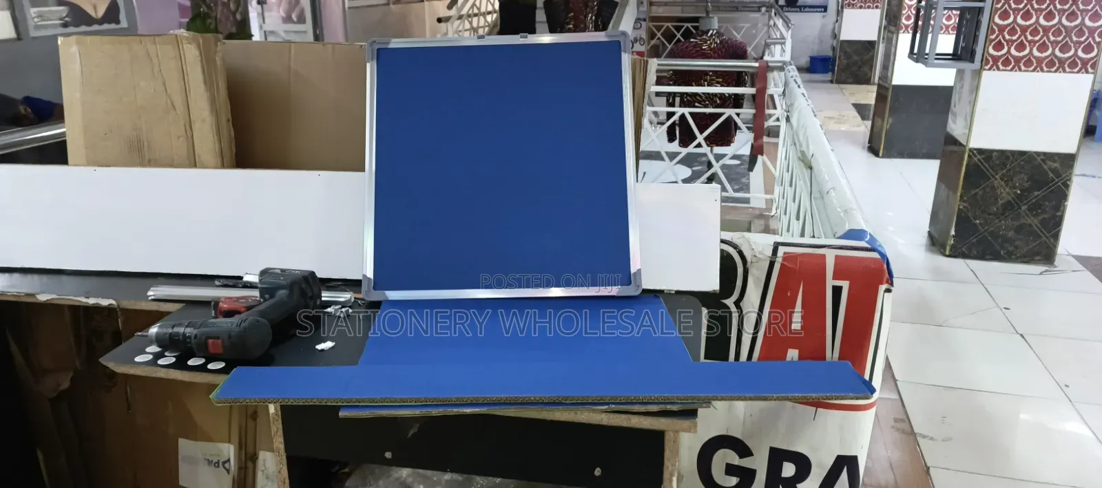 Double Sided Pin/Notice Board 50cm X 50cm Blue/Green