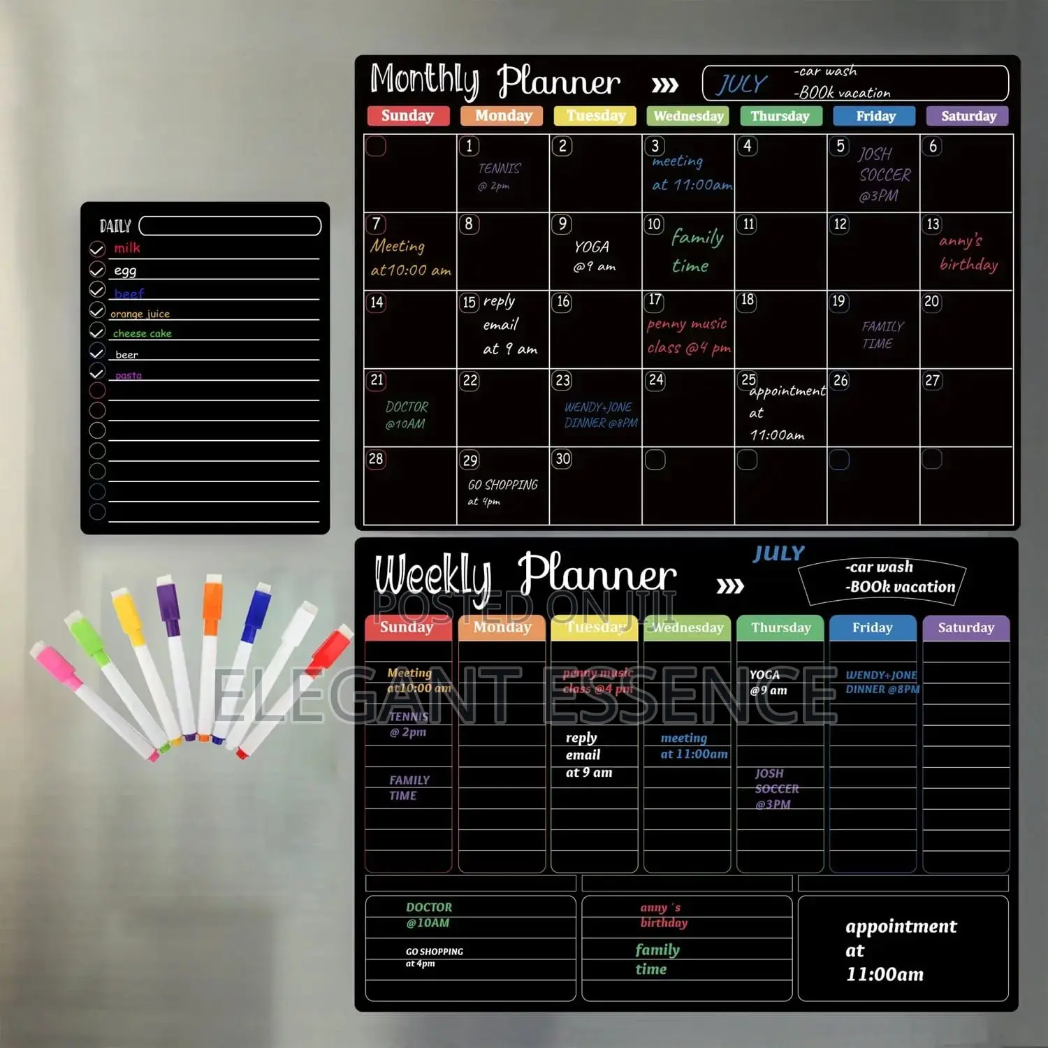 Magnetic Acrylic Monthly Weekly Planner Set Dry Erase,Color Markers