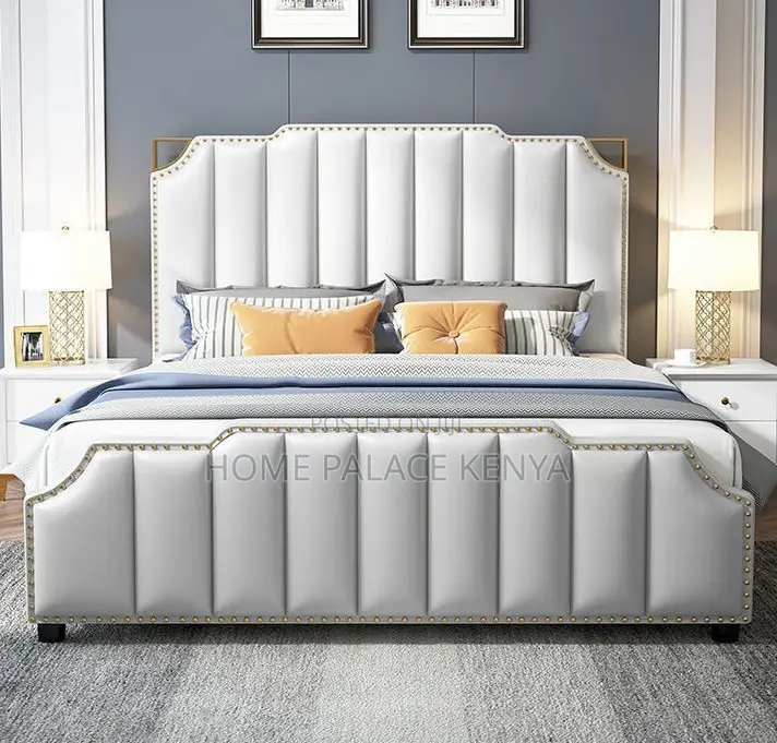 King Bed: Vertical Stripes Tufted Bed