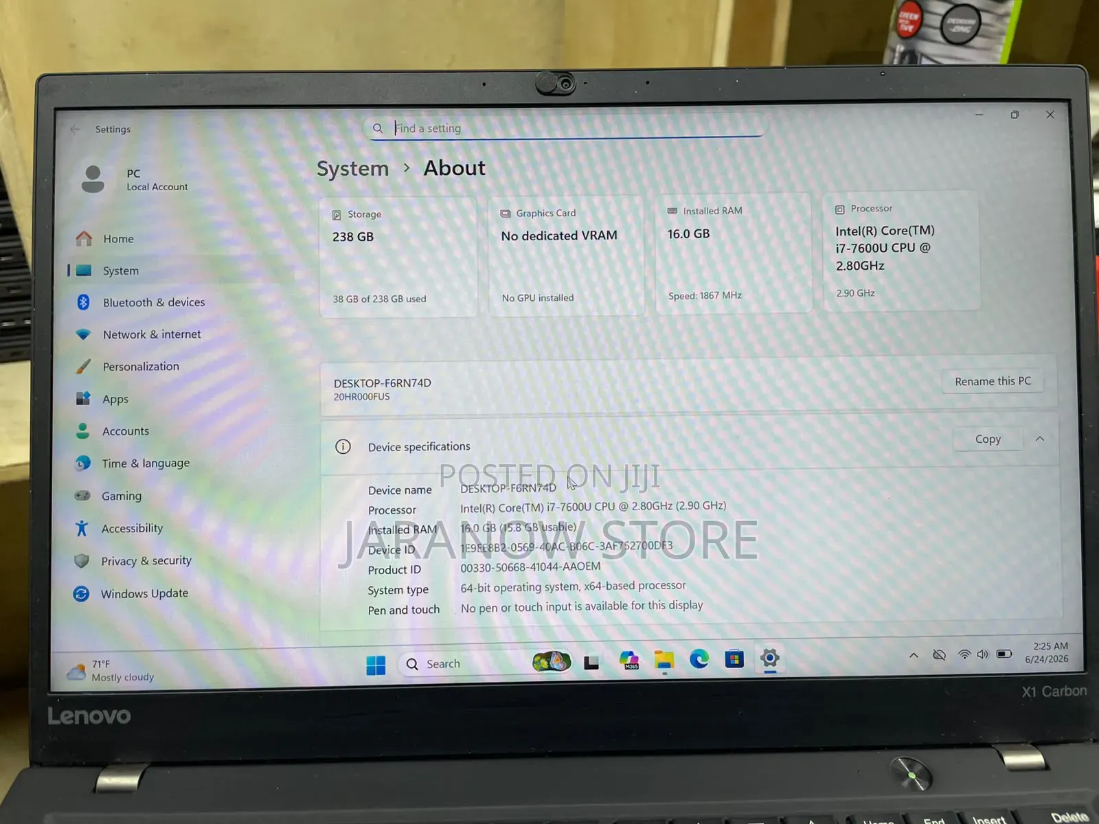 Laptop Lenovo ThinkPad X1 Carbon 16GB Intel Core i7 SSD 256GB