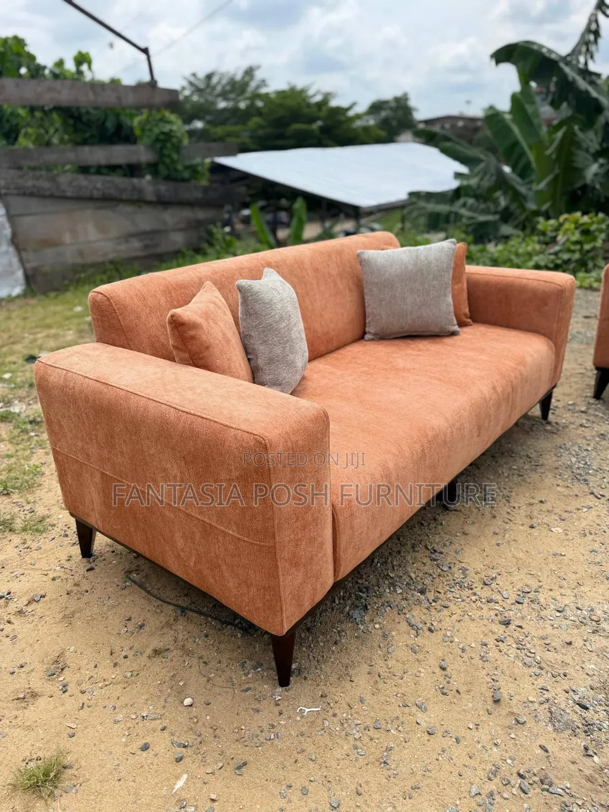 Orange 3 Seater Sofa-Free Delivery