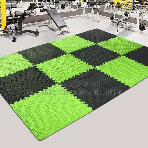 Anti-Fatigue Black and Green Interlocking Puzzle Mats