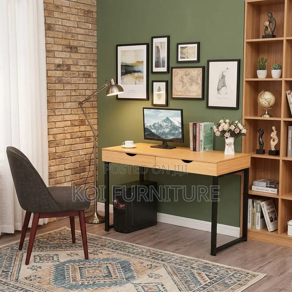 Office Desk; Home Office Two Drawers Wooden Study Desk