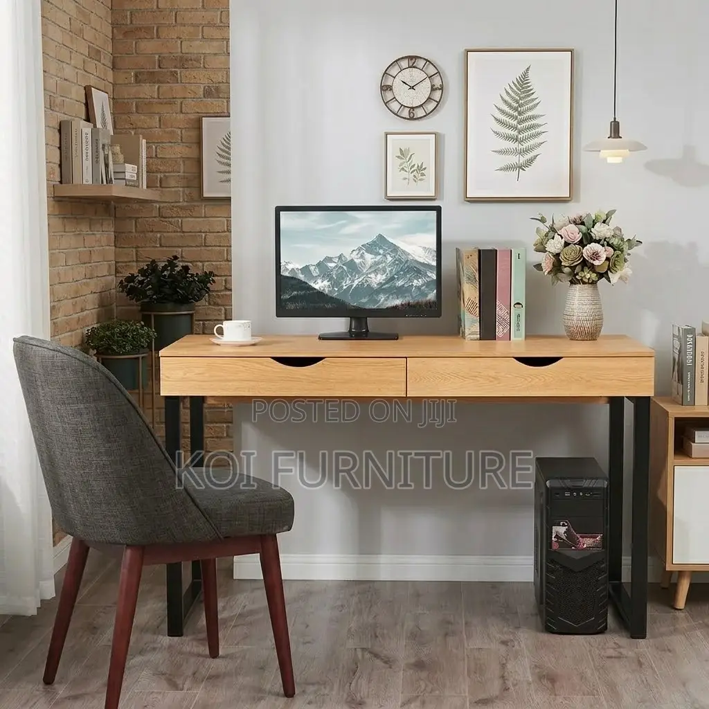Office Desk; Home Office Two Drawers Wooden Study Desk