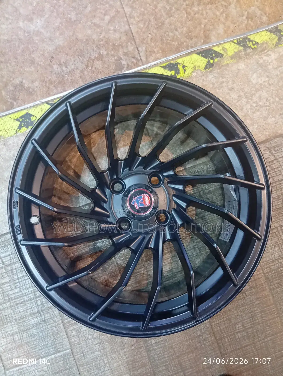 15" 4-Hole Matte Black Semi-Offset Turbine Rim