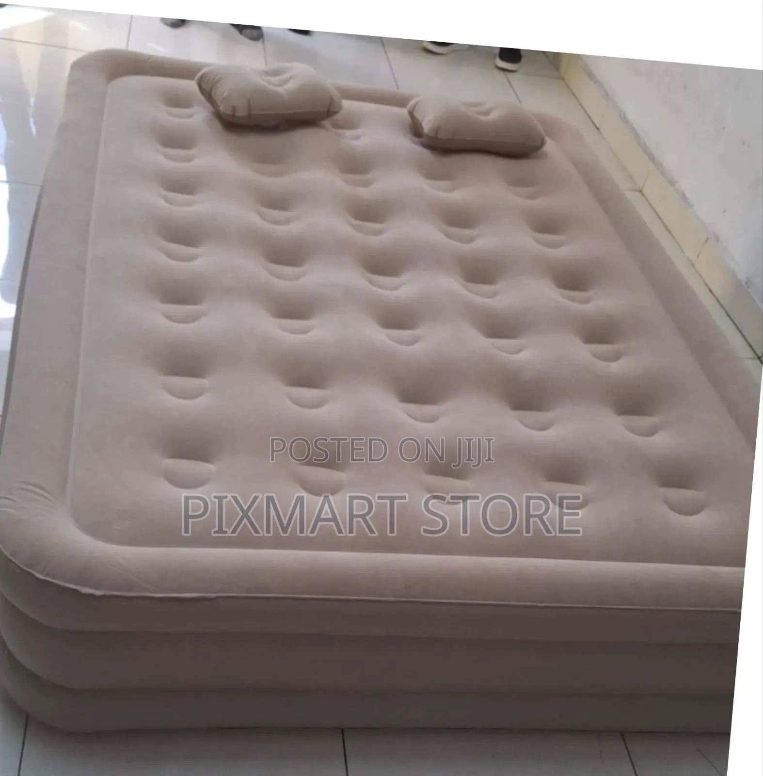 5x6 Inflatable Air Mattress With 2 Pillows – Beige/Brown