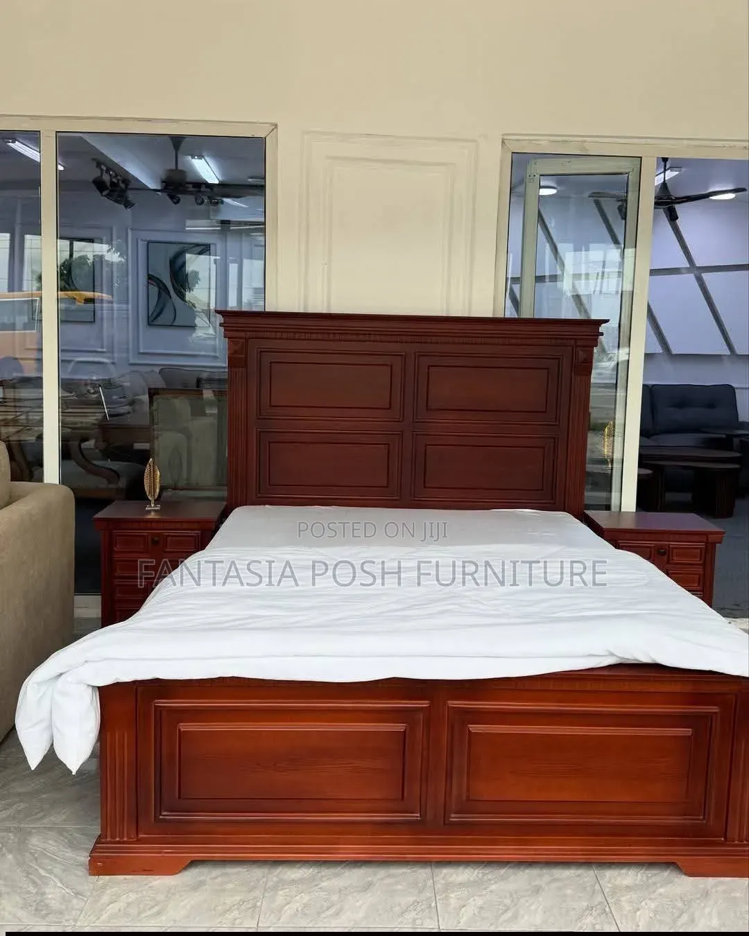 Brown 5 by 6 Wooden Bed + Free Delivery