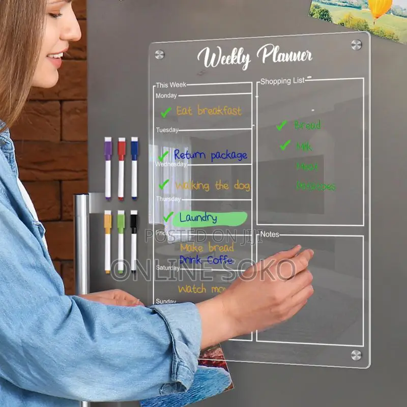 Magnetic Daily Weekly and Monthly Fridge Planner Set With Markers
