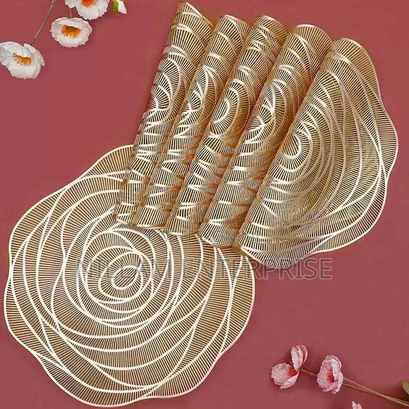 Rose Flower PVC Table Mats 6pcs