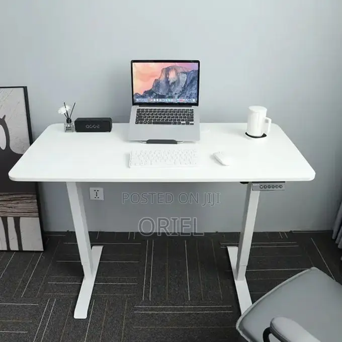 Office Desk :White 120cm Electric Height Adjustable Sit-Stand Desk
