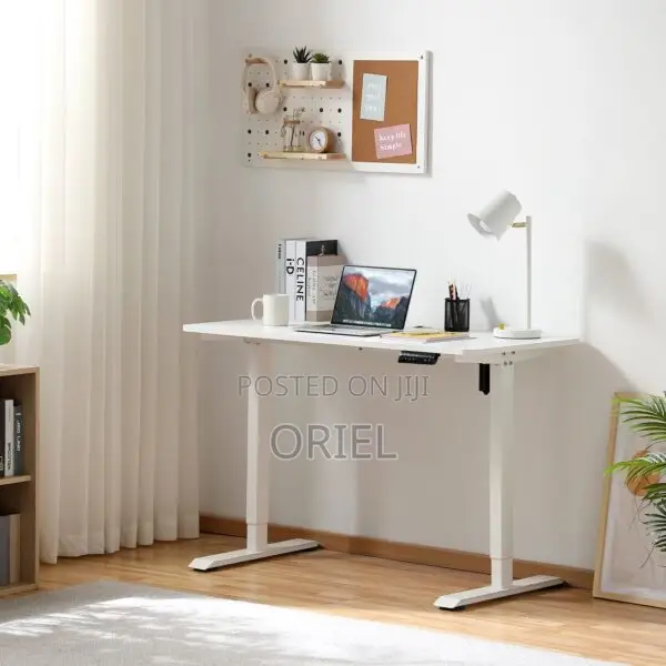 Office Desk :White 120cm Electric Height Adjustable Sit-Stand Desk