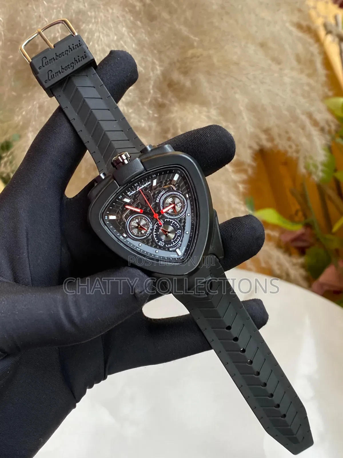 Black Lamborghini Gents Watches With Rubber Straps