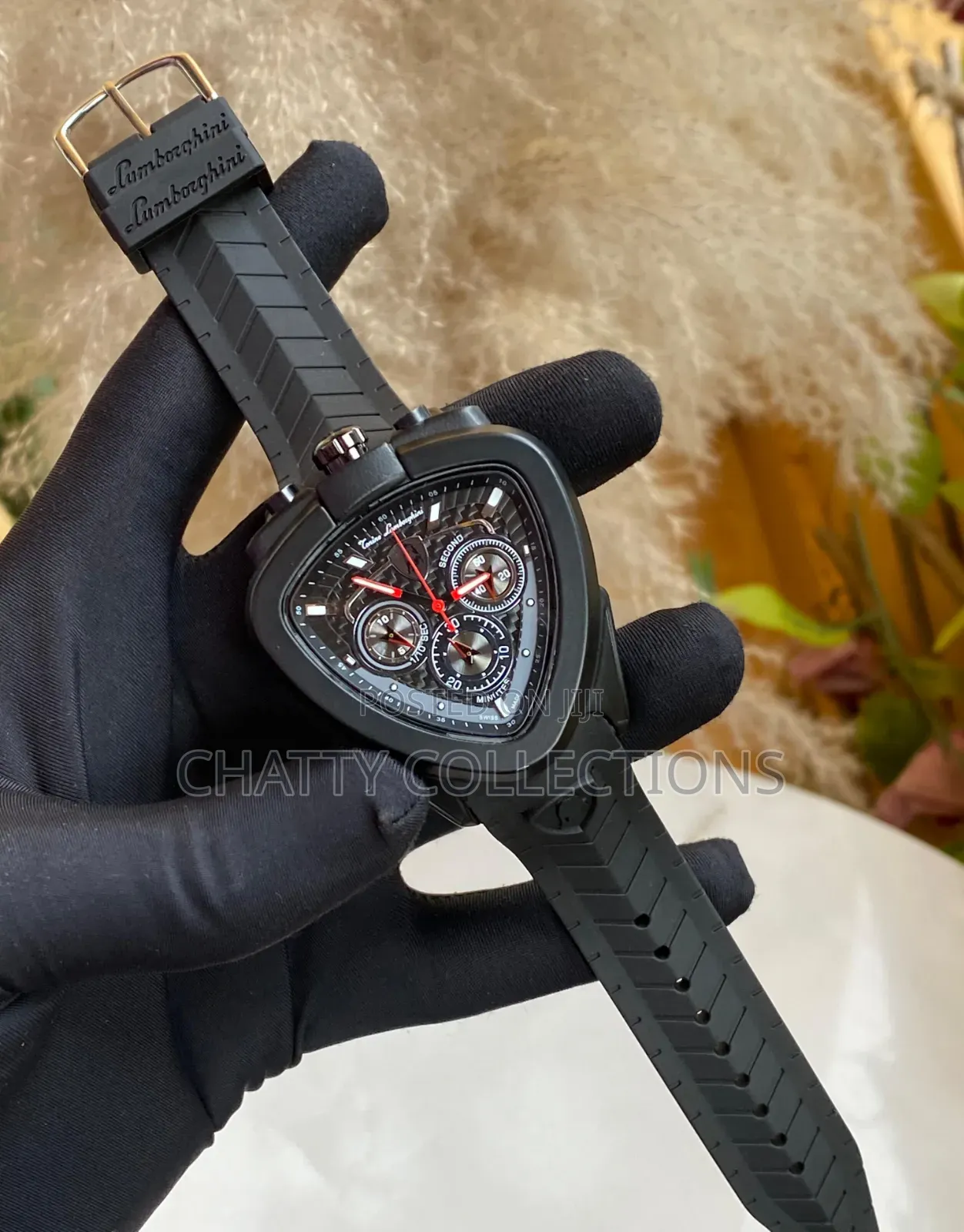 Black Lamborghini Gents Watches With Rubber Straps