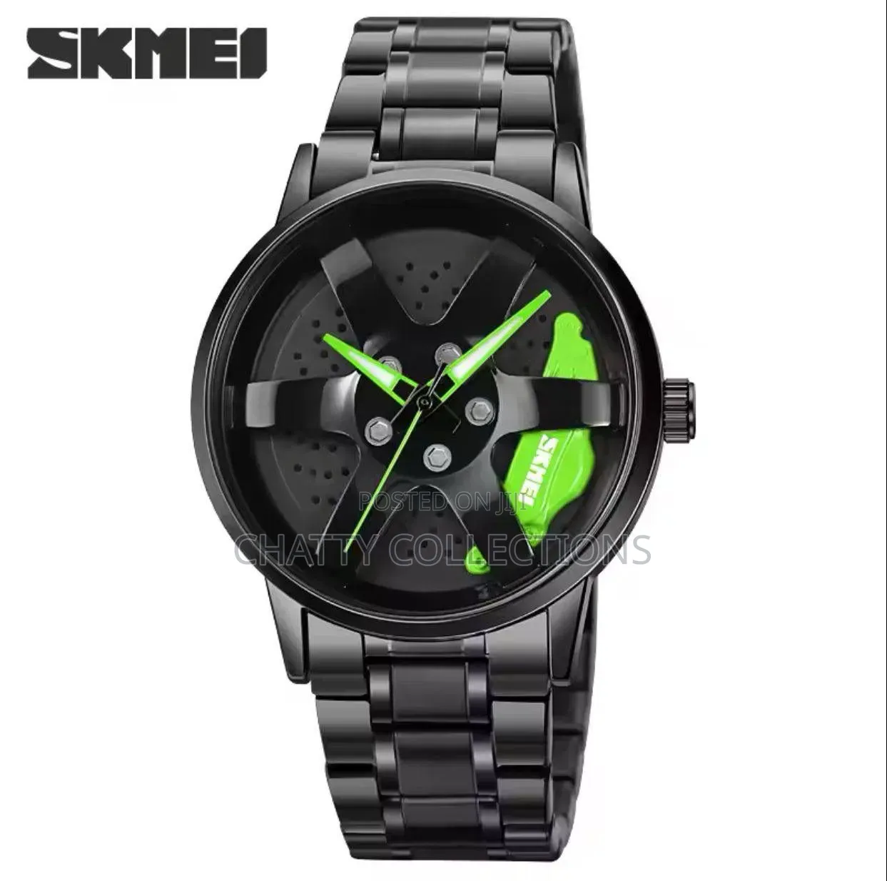 Black and Green Skmei Men Wheel Watch