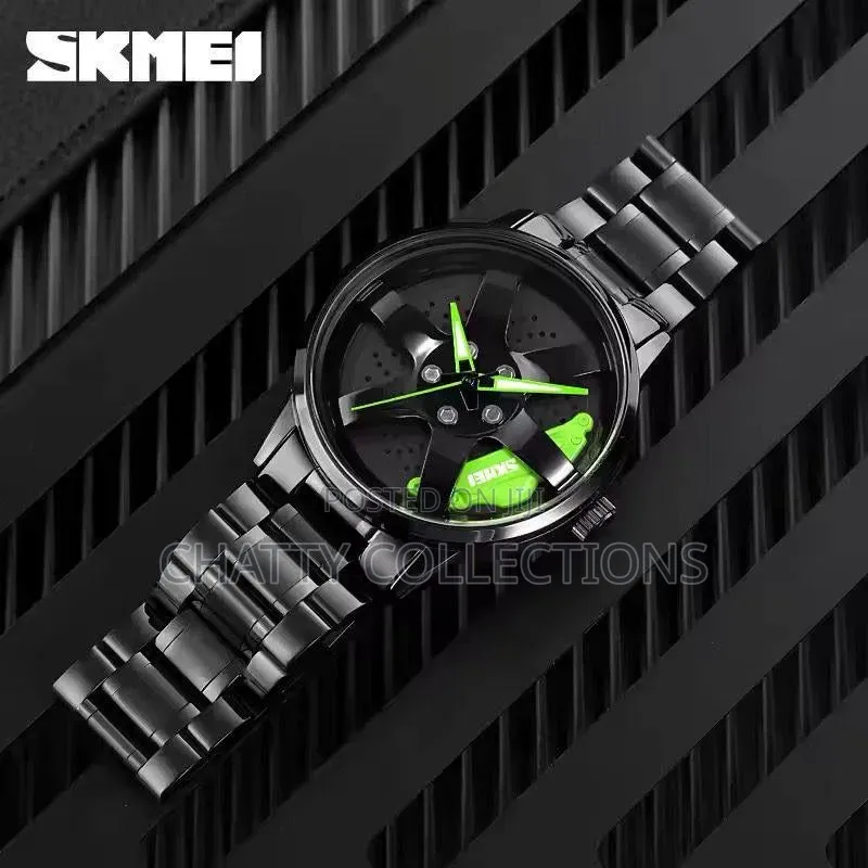 Black and Green Skmei Men Wheel Watch