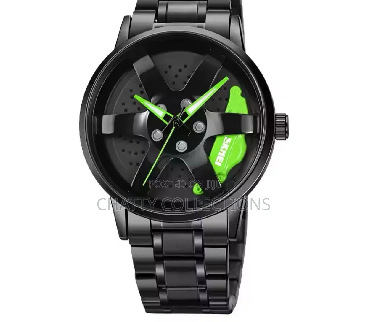 Black and Green Skmei Men Wheel Watch