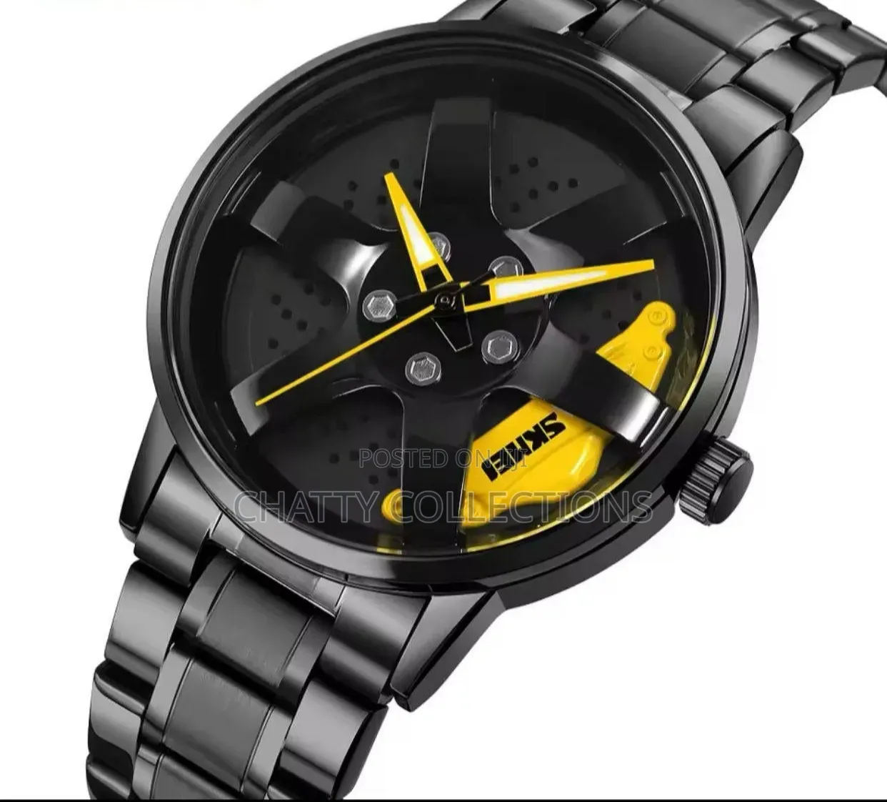 Black and Yellow Skmei Men Wheel Watch