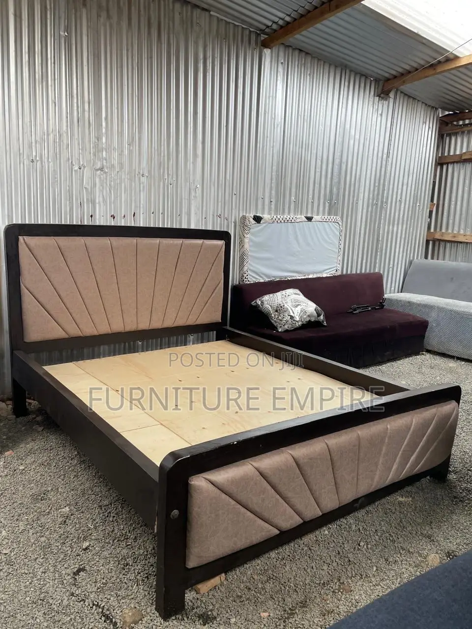5 by 6 Rectangular Mocket Bed With Geometric Upholstery