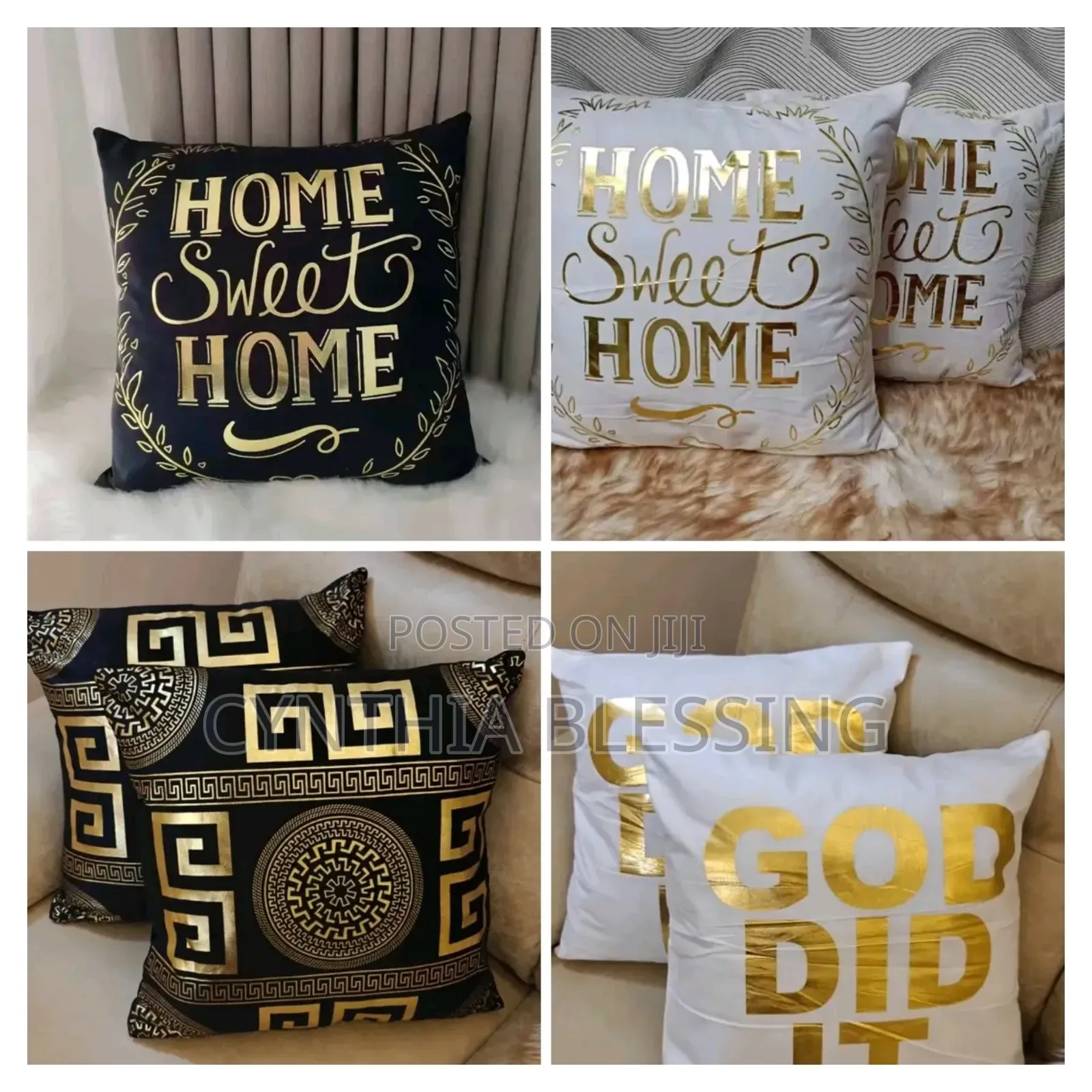 Gold Print Throw Pillow Covers