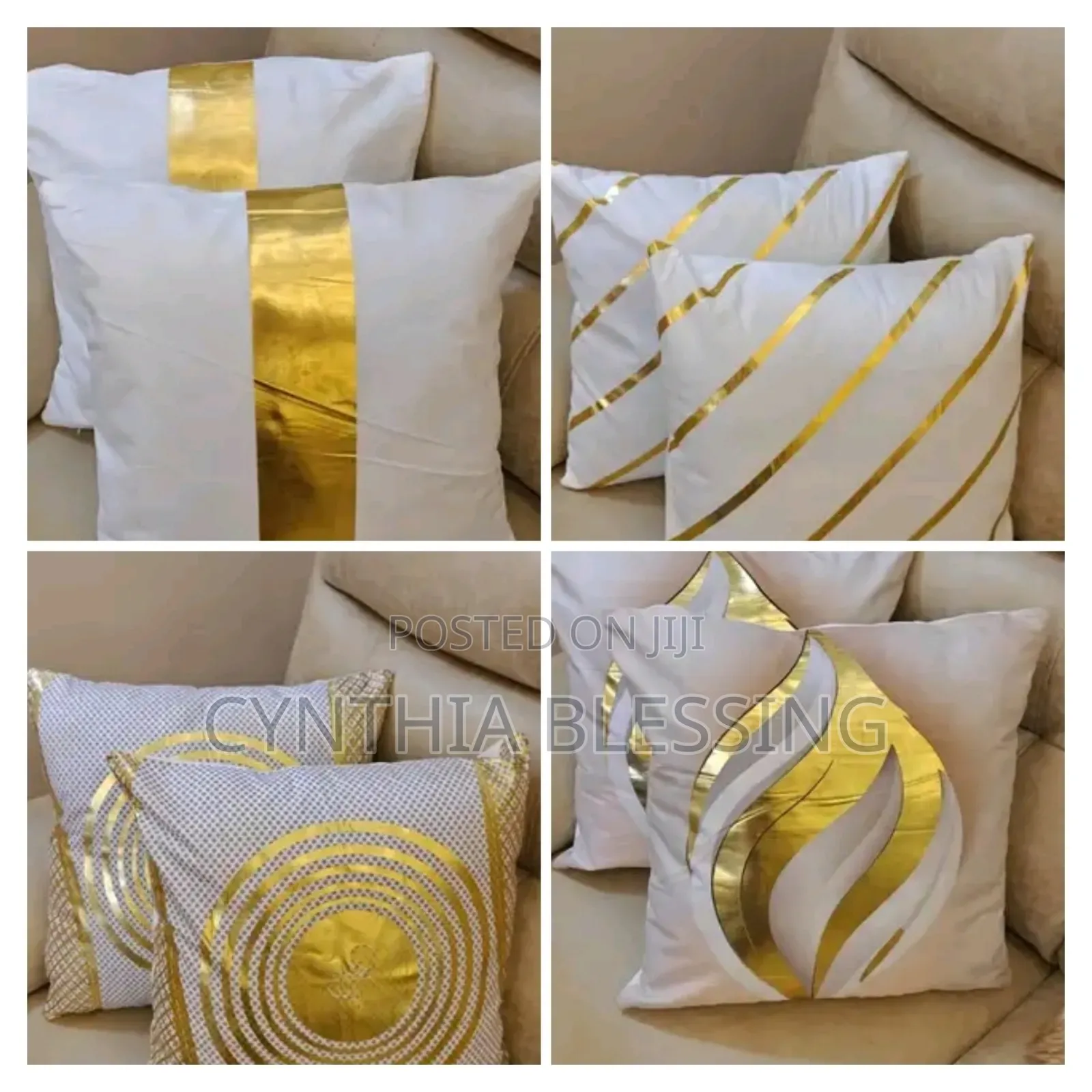 Gold Print Throw Pillow Covers