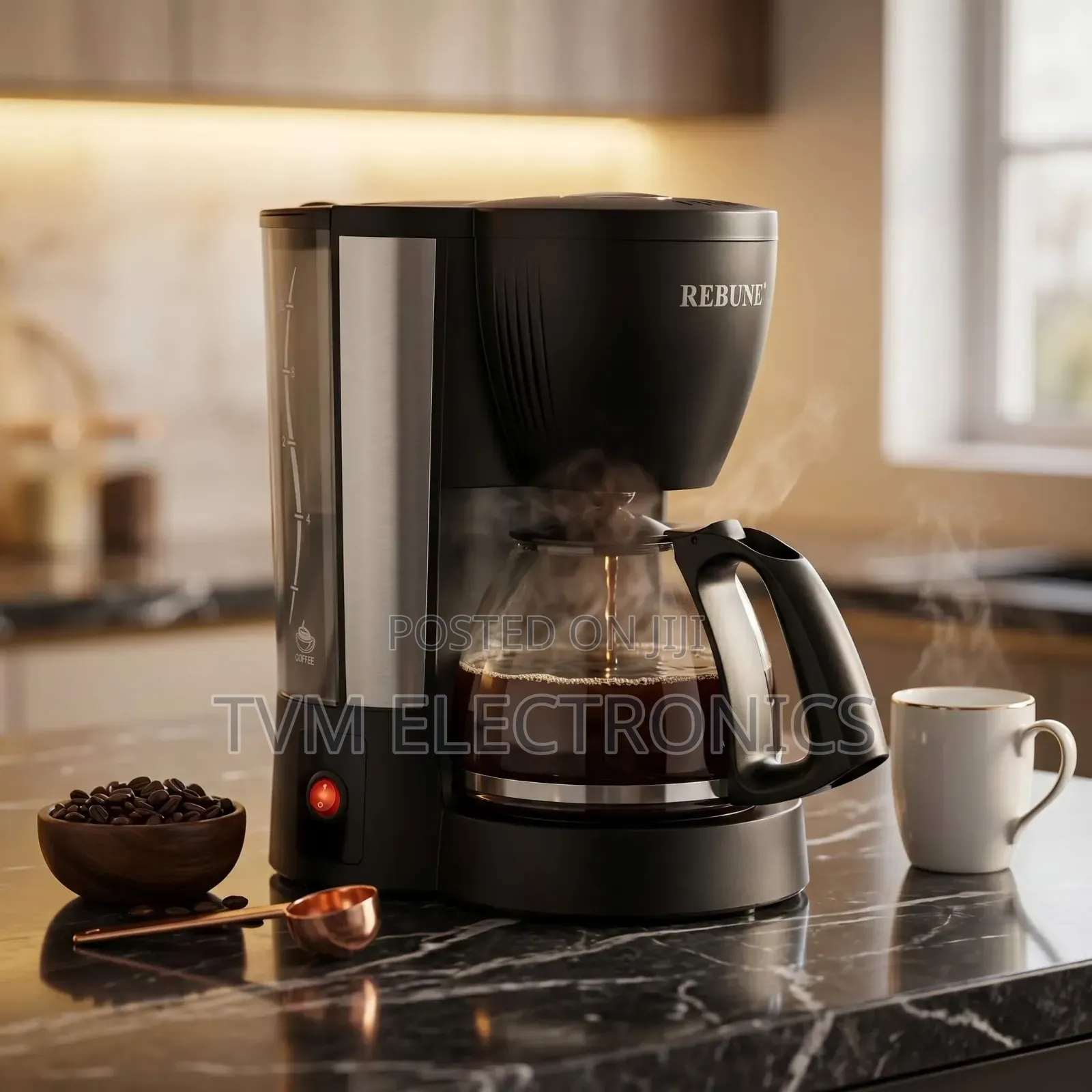 Rebune Re-6-019 Coffee Maker 1.25l - Black (1yr Wrty)