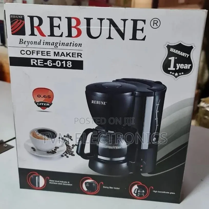 Rebune Re-6-019 Coffee Maker 1.25l - Black (1yr Wrty)