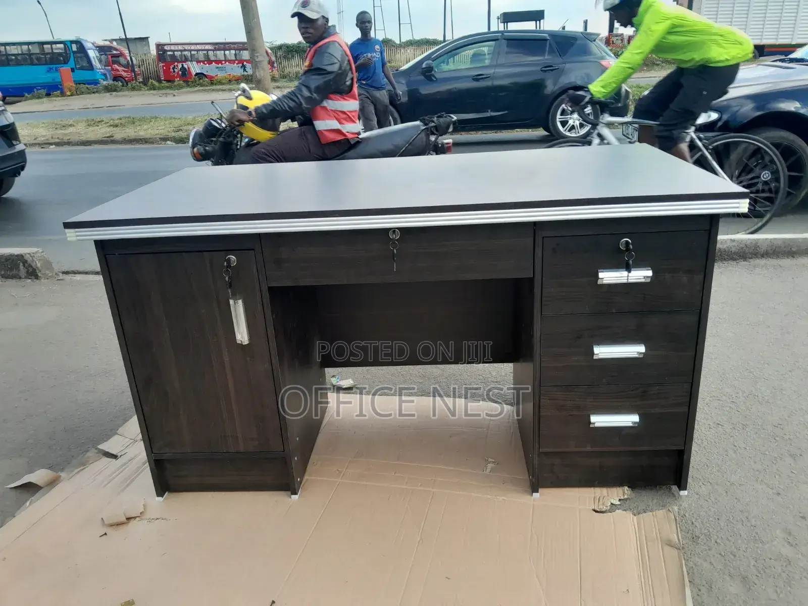 1.4m Office Executive Desk Dark Grey