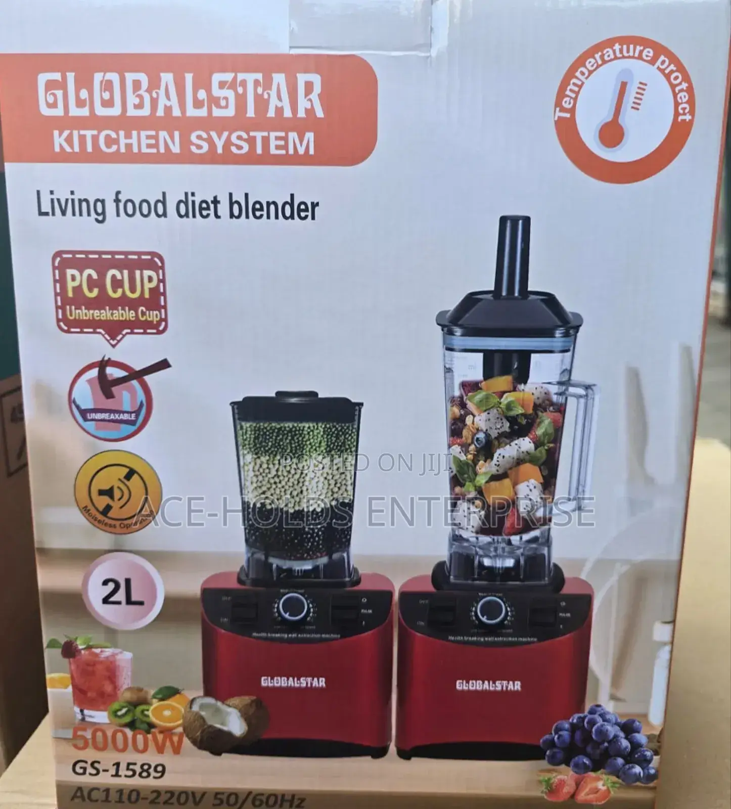 2-in-1 Globalstar Commercial Blender Grinder (Silver Crest Model)
