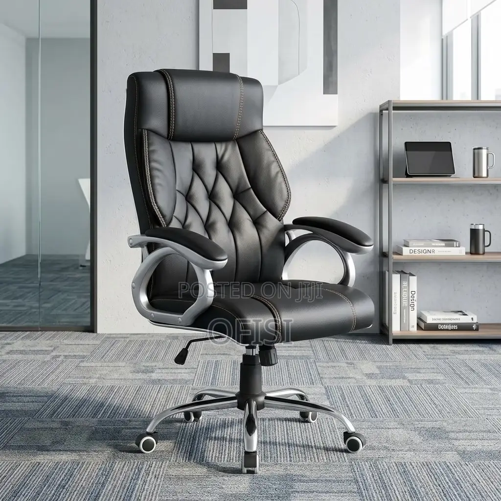 Office Chair; High Back Leather Ergonomic Office Chair
