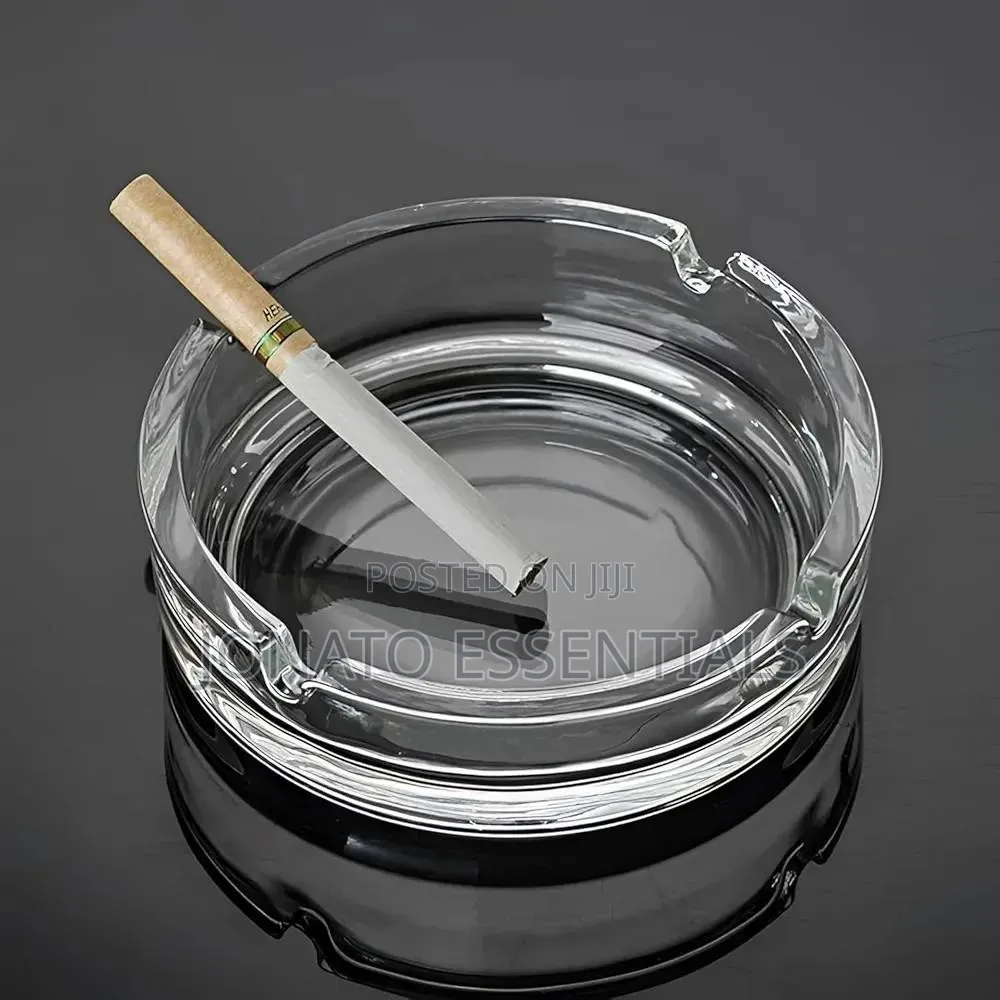 Premium Clear Glass Ashtray Heavy Duty Cigarette Holder