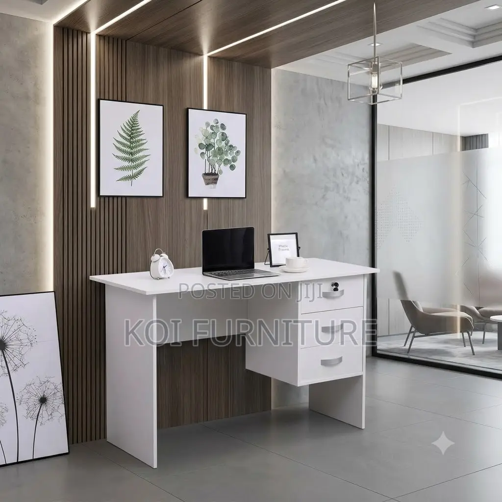 Office Desk; 1.2 Meters White Office Stdy Clericals Desk