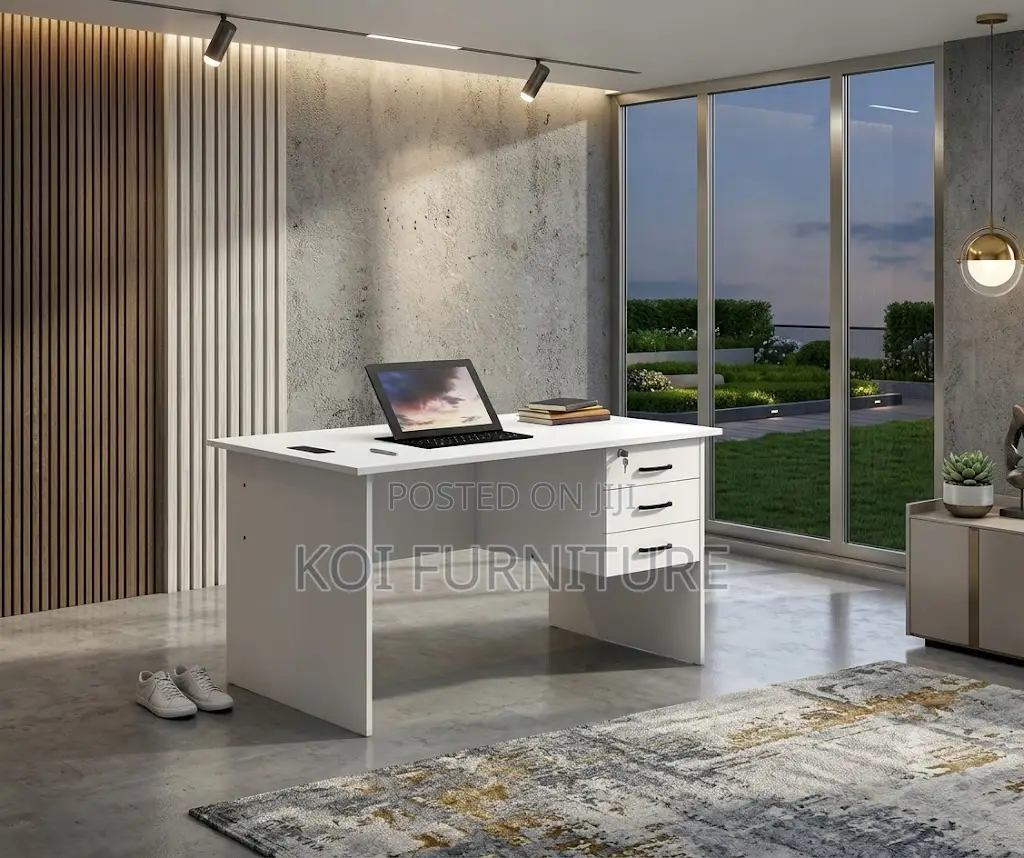 Office Desk; 1.2 Meters White Office Stdy Clericals Desk