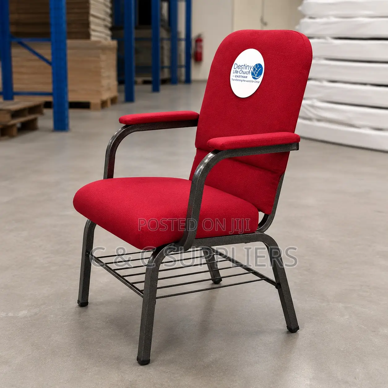 Red Stackable Fabric Wedding Chair.