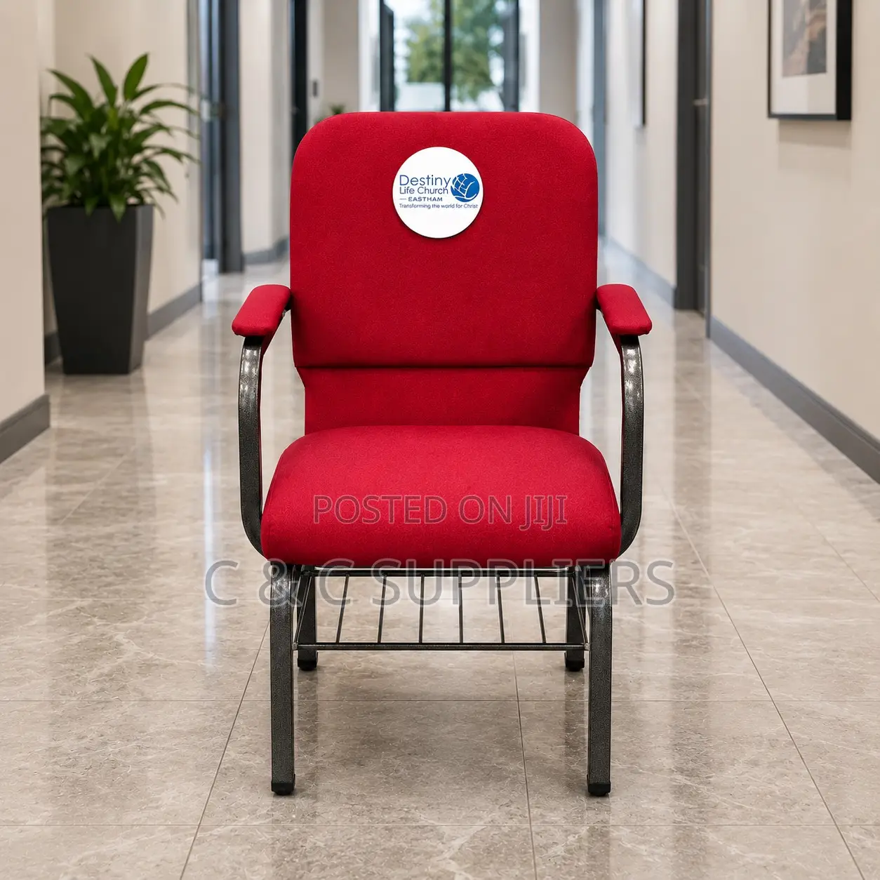 Red Stackable Fabric Wedding Chair.