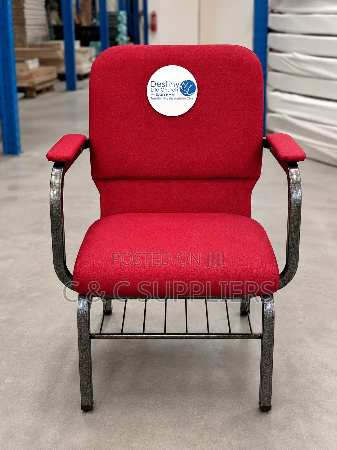 Red Stackable Fabric Wedding Chair.