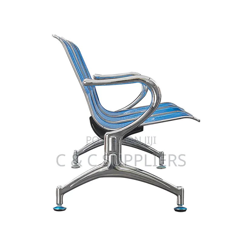 3-Seater Metallic Blue Waiting Bench