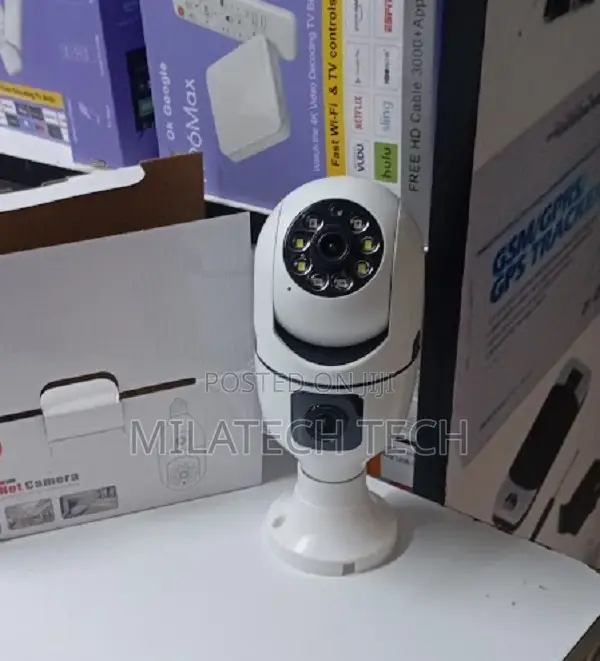 Dual Lens Bulb PTZ Camera 360° Wifi Security CCTV With V380 Pro App