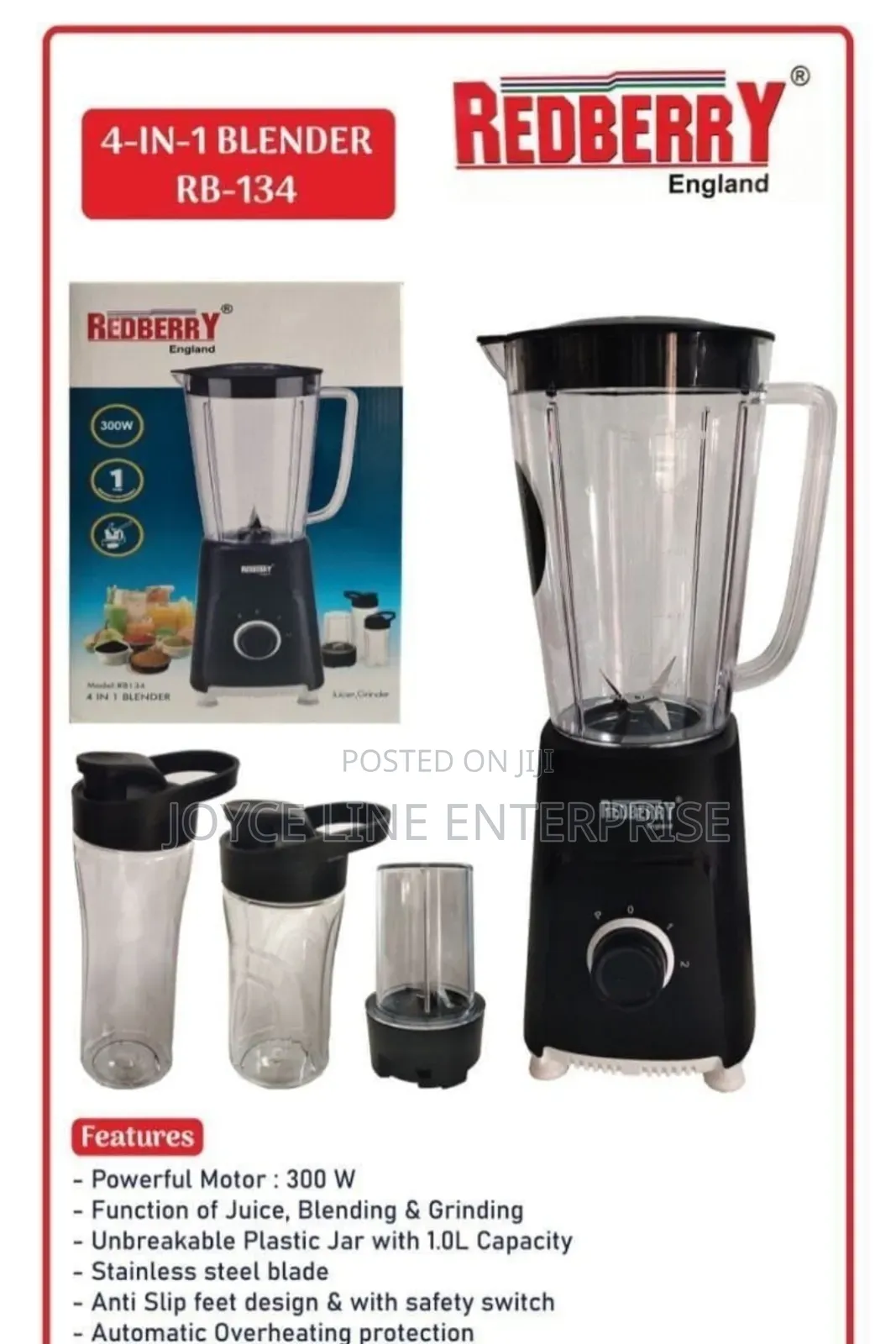 Redberry Premium Range of Blender Rb 134 [ 4 in 1 ]
