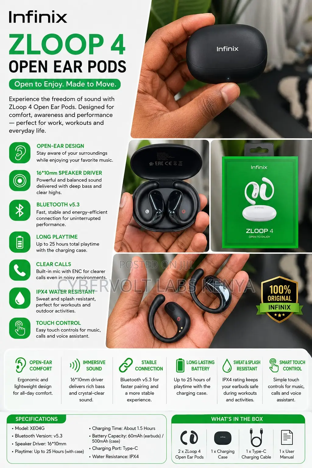 Infinix Zloop 4 Open Ear Pods Xeo4g
