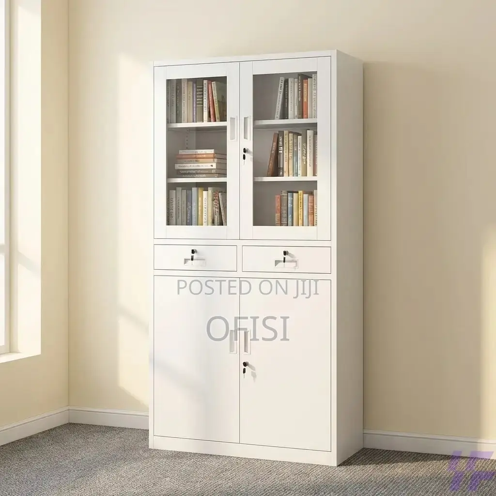 Office Cabinet; 2 Door Office Cabinet With Middle Drawers