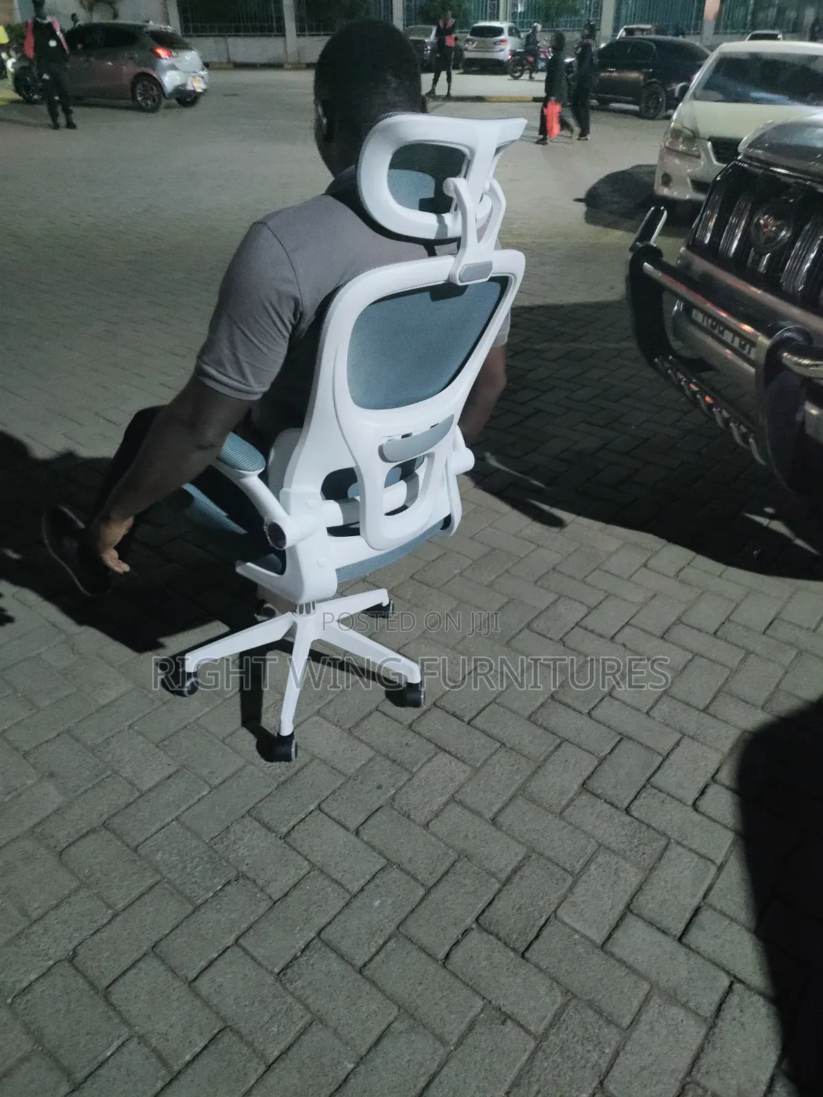 Office Executive White Gray Chair -Hand Folding