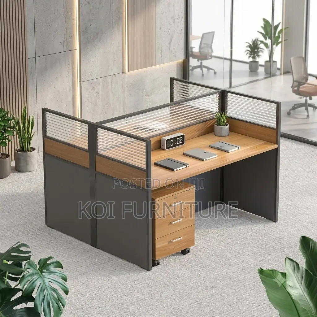 Office Workstation; Two Users Square MDF Office Work Desk