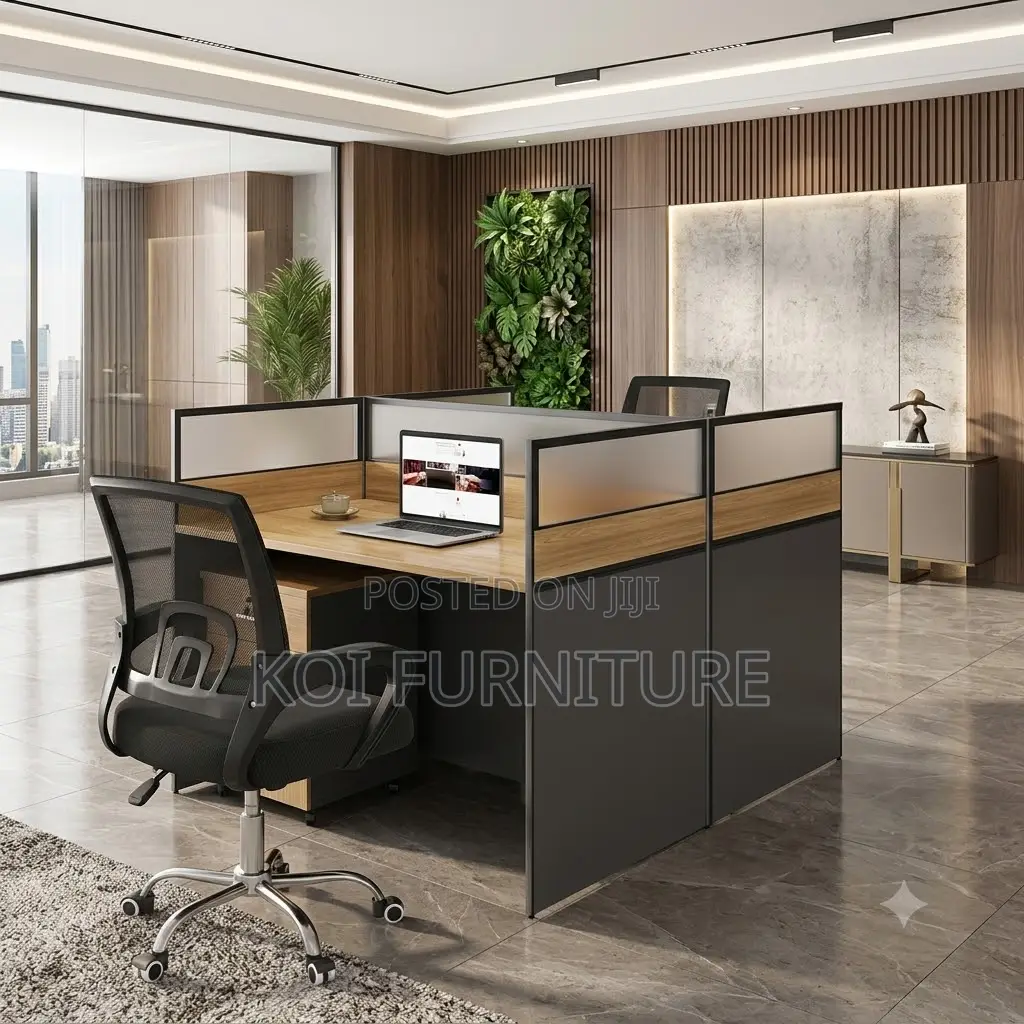 Office Workstation; Two Users Square MDF Office Work Desk
